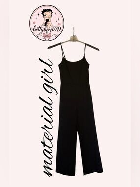 Material Girl Black Spaghetti-Strap Wide Leg Jumpsuit